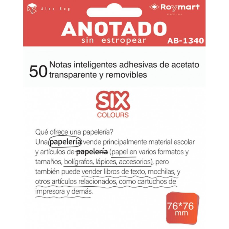 PAQ / 50 NOTAS ACETATO 76x76 TRANSPARENTE
