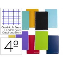 Cuaderno espiral liderpapel cuarto witty tapa dura 80h 75gr cuadro 5mm con margen colores surtidos.