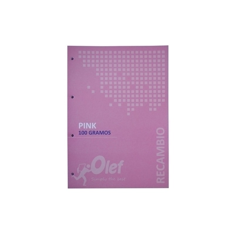 RECAMBIO OLEF A4 80h 100gr 4 TALADROS CUADRIC.5x5 ROSA