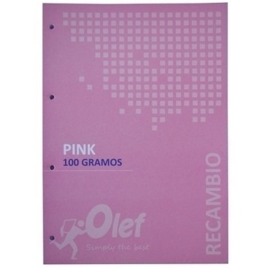RECAMBIO OLEF A4 80h 100gr 4 TALADROS CUADRIC.5x5 ROSA