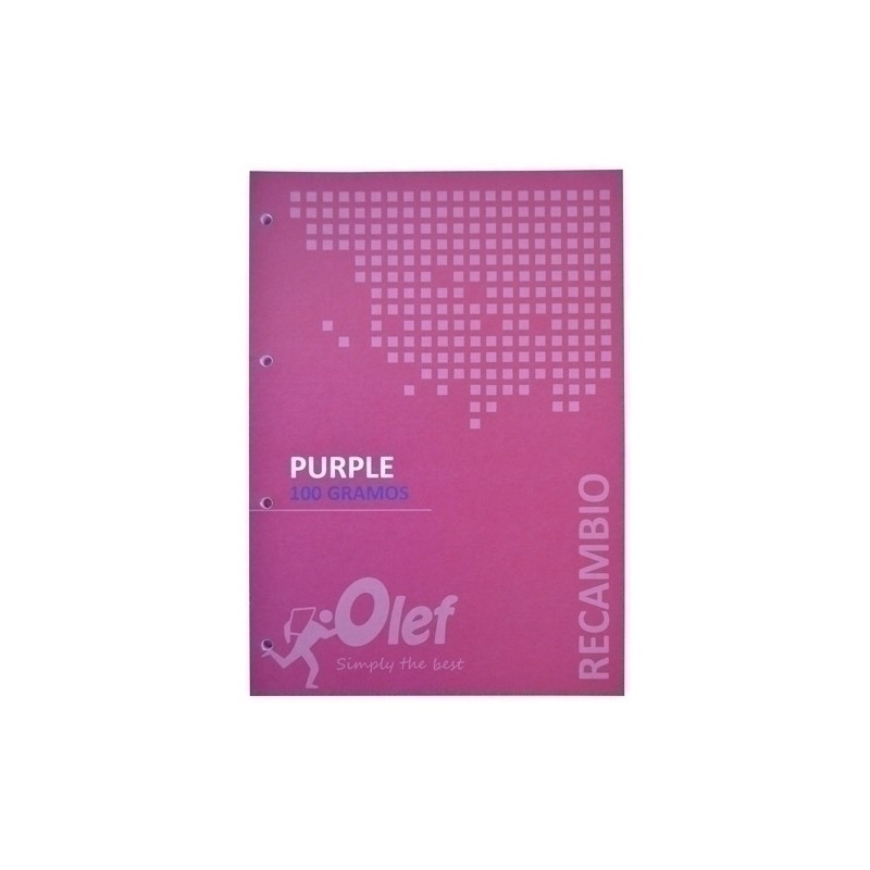 RECAMBIO OLEF A4 80h 100gr 4 TALADROS CUADRIC.5x5 VIOLETA