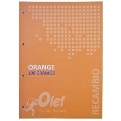 RECAMBIO OLEF A4 80h 100gr 4 TALADROS CUADRIC.5x5 NARANJA