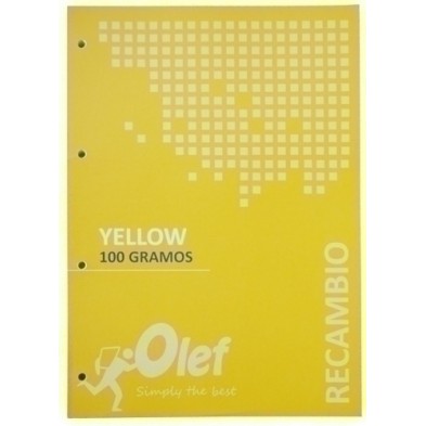 RECAMBIO OLEF A4 80h 100gr 4 TALADROS CUADRIC.5x5 AMARILLO