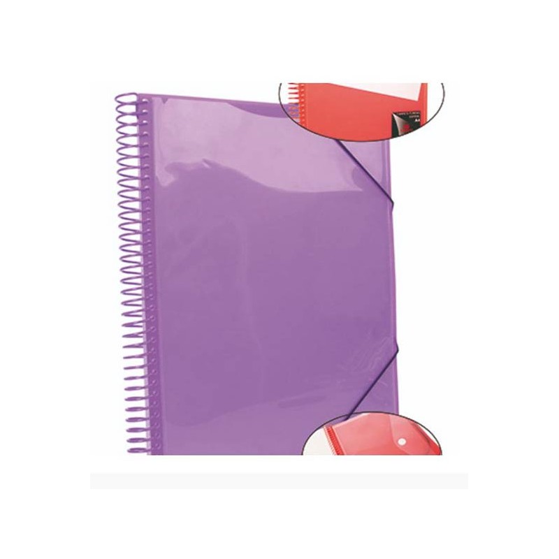 CARPETA 20 FUNDAS ESPIRAL A4 PP LILA