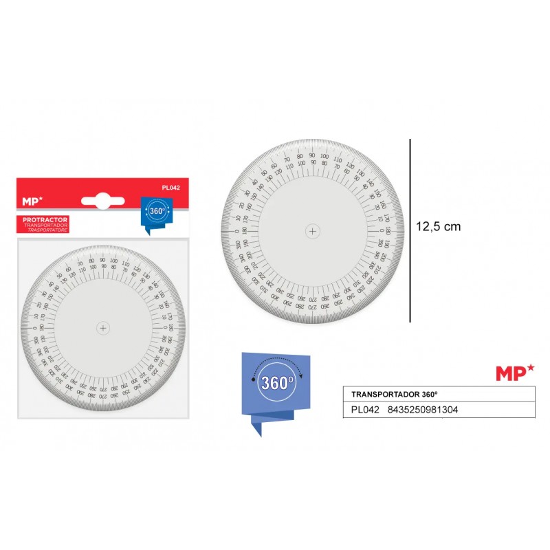 REGLA MEDIDOR DE ÁNGULOS 360°