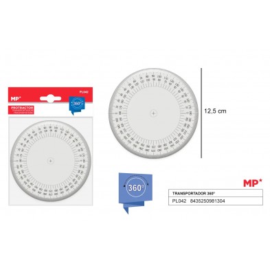 REGLA MEDIDOR DE ÁNGULOS 360°