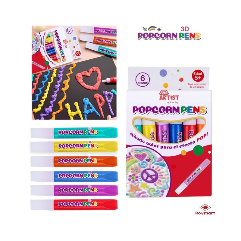 SET 6 ROTULADORES POPCORN 3D