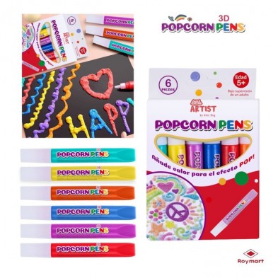 SET 6 ROTULADORES POPCORN 3D