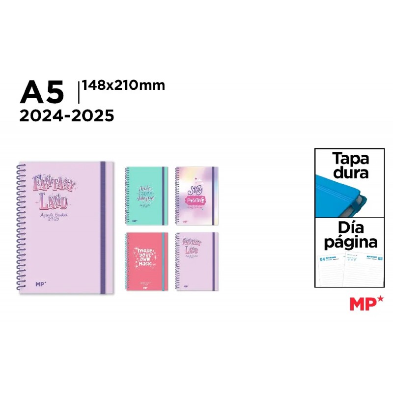 AGENDA ESCOLAR DIA PAGINA A5 TAPA DURA 2024/2025