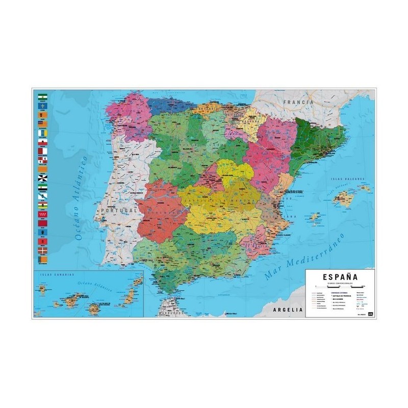 POSTER MAPA ESPAÑA FISICO POLITICO