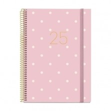AGENDA ANUAL (2025) MIQUELRIUS GRAFICA ESPIRAL tapa EXTRA con GOMA PLUS 155x213 D/P POLKA DOTS
