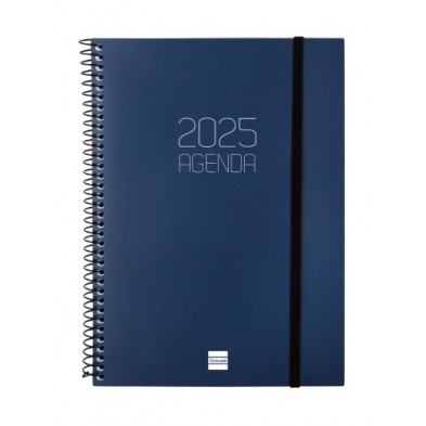 AGENDA ANUAL (2025) FINOCAM ESPIRAL OPAQUE ESPIRAL tapa PP con GOMA E10 155x212 S/V APAIS. AZUL