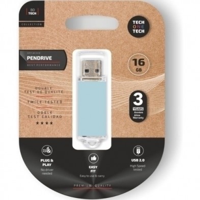 MEMORIA USB 16GB TECH-ONE-TECH BASIC 2.0 BASIC BLUE SKY (Incluye Canon LPI de 0.24 €)