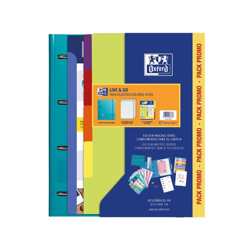 CARPEBLOC A4 POLYFOAM CUADRO 5X5 80H SEPARADORES LIVE&GO COLORES SURTIDOS