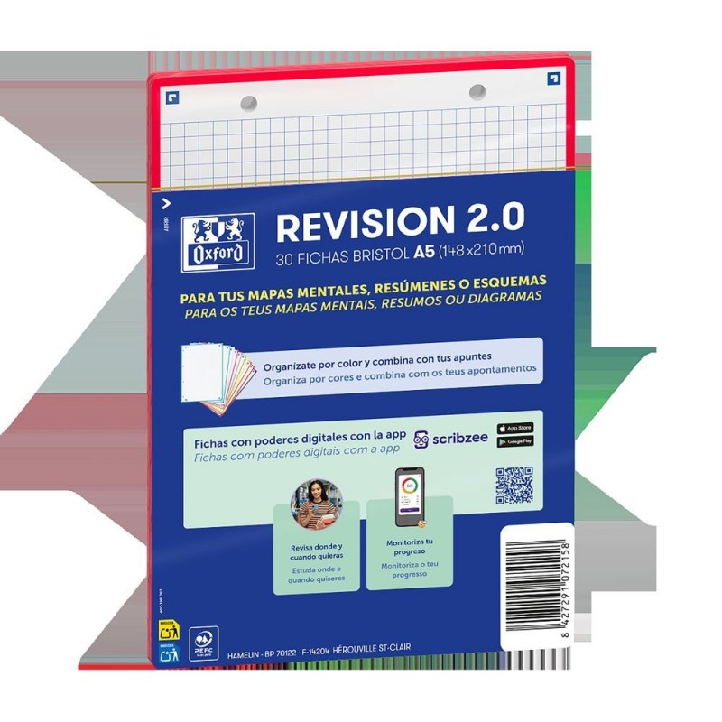 FICHAS REVISION 2.0 A5 CUADRO 5X5 30 FICHAS ROJO 2T