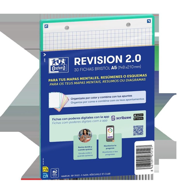FICHAS REVISION 2.0 A5 CUADRO 5X5 30 FICHAS ICE MINT 2T
