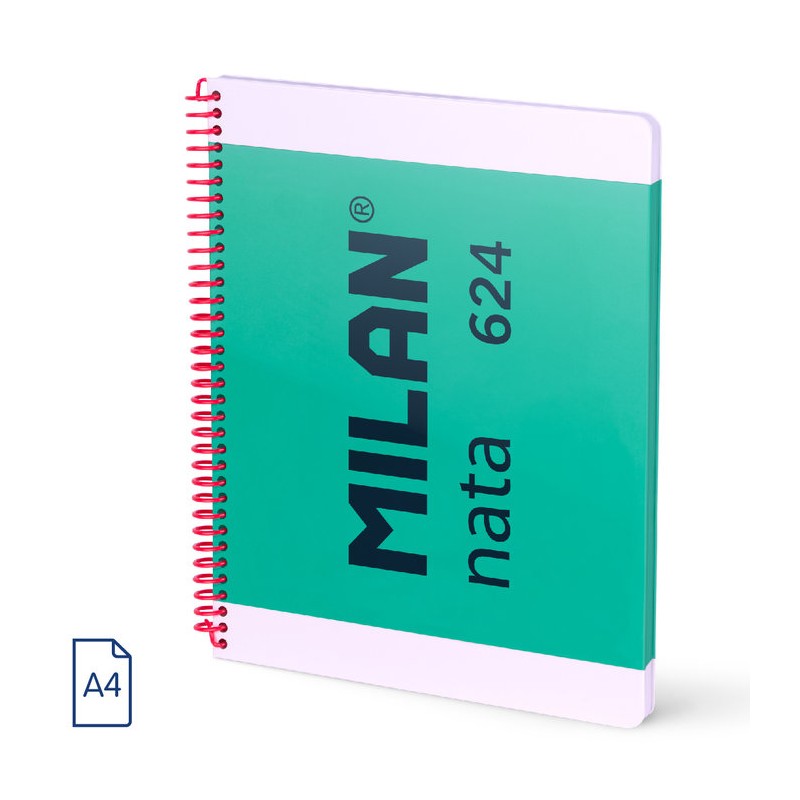 CUADERNO A4 ESPIRAL TAPA DURA CUADROS 5X5 80H NATA VERDE