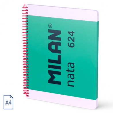 CUADERNO A4 ESPIRAL TAPA DURA CUADROS 5X5 80H NATA VERDE