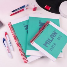 CUADERNO A4 ESPIRAL TAPA DURA CUADROS 5X5 80H NATA VERDE