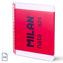 CUADERNO A4 ESPIRAL TAPA DURA CUADRICULADO 80H NATA ROSA