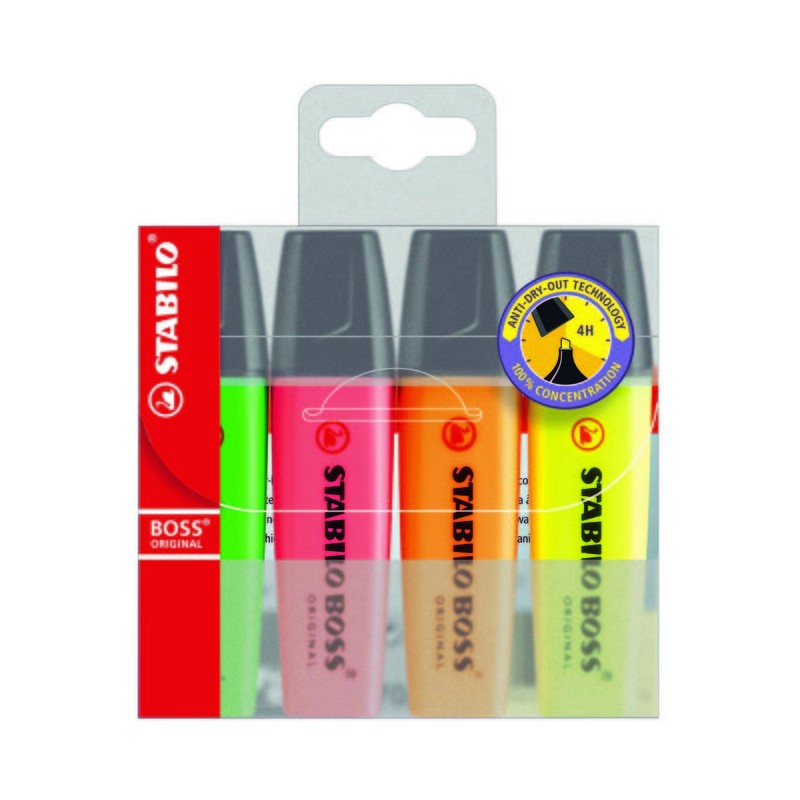 MARCADOR STABILO BOSS ORIGINAL ESTUCHE 4 UNID
