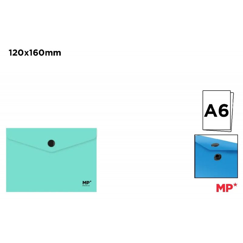 CARPETA SOBRE CIERRE BOTÓN A6 TURQUESA