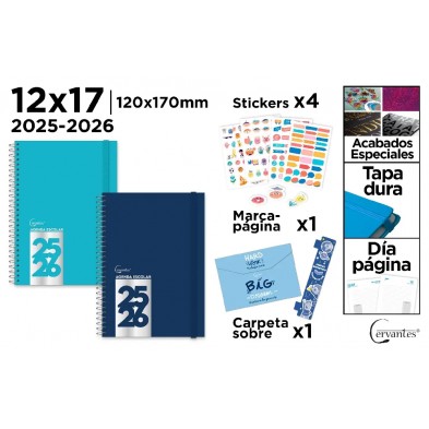 AGENDA ESCOLAR 12*17 DIA PAGINA TAPA DURA