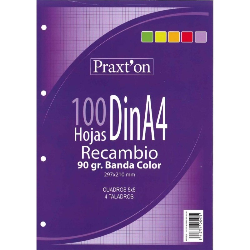 Recambio 100H Din-A4 4TAL 90GRS Praxt'on R5 Cuadro 5X5