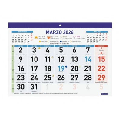 CALENDARIO (2026) FINOCAM FALDILLA MENSUAL NUMEROS GRANDES F93 300x210