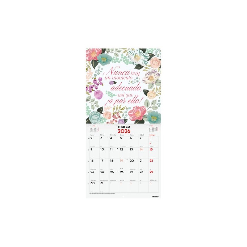 CALENDARIO (2026) FINOCAM PARED IMAGENES MENSUAL PARA ESCRIBIR 300x300 FRASES MOTIVADORAS