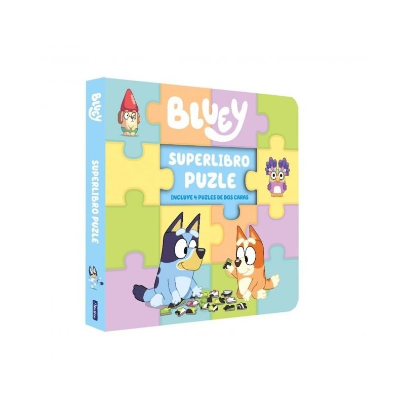 BLUEY LIBRO JUGUETE SUPERLIBRO PUZZLE 4 PUZLES DE DOS CARAS