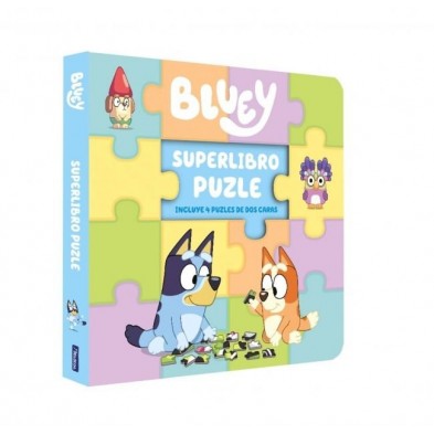 BLUEY LIBRO JUGUETE SUPERLIBRO PUZZLE 4 PUZLES DE DOS CARAS