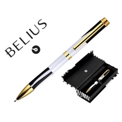 BOLIGRAFO BELIUS DUALITA BLANCO Y NEGRO TINTA AZUL