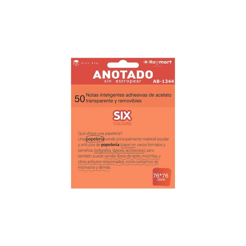 TACO NOTAS QUITA Y PON 76X76 NARANJA TRANSLUCIDAS 50H PACK