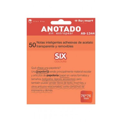 TACO NOTAS QUITA Y PON 76X76 NARANJA TRANSLUCIDAS 50H PACK