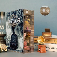 MAQUETA BOOK NOOK CON LUZ TREN DE VAPOR EN ESTACION