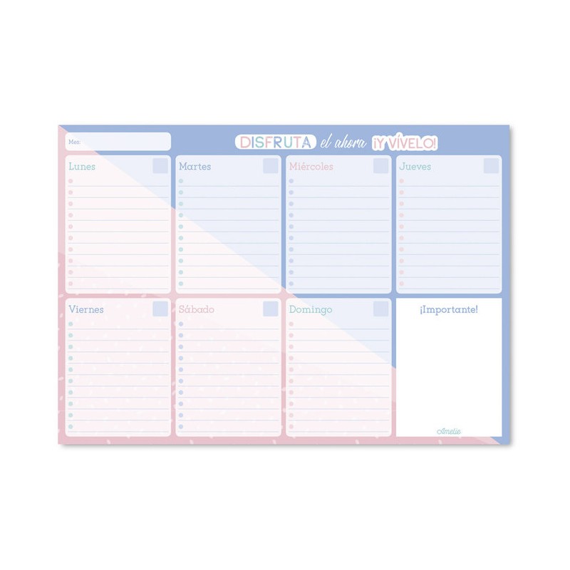 BLOC PLANIFICADOR SEMANAL A4 AMELIE PASTEL COLLECTION