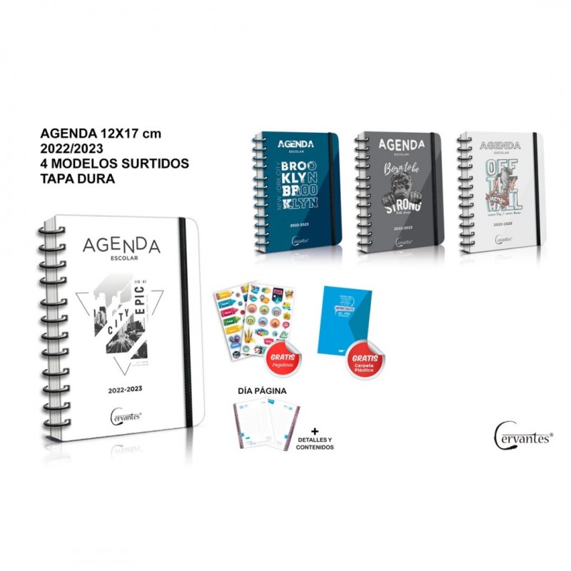AGENDA ESCOLAR DIA PAGINA TAPA DURA 12X17CM 22/23